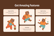 Flat Bear Characters Illustrations, an Animal Illustration by Brickclay (Thumbnail 2 of 10)
