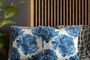 Soft Blue Peony Seamless Pattern, a Pattern Graphic by elfy creative