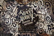 Honey Graphics Doodles Patterns, a Food Illustration by BALABOLKA (Thumbnail 1 of 6)