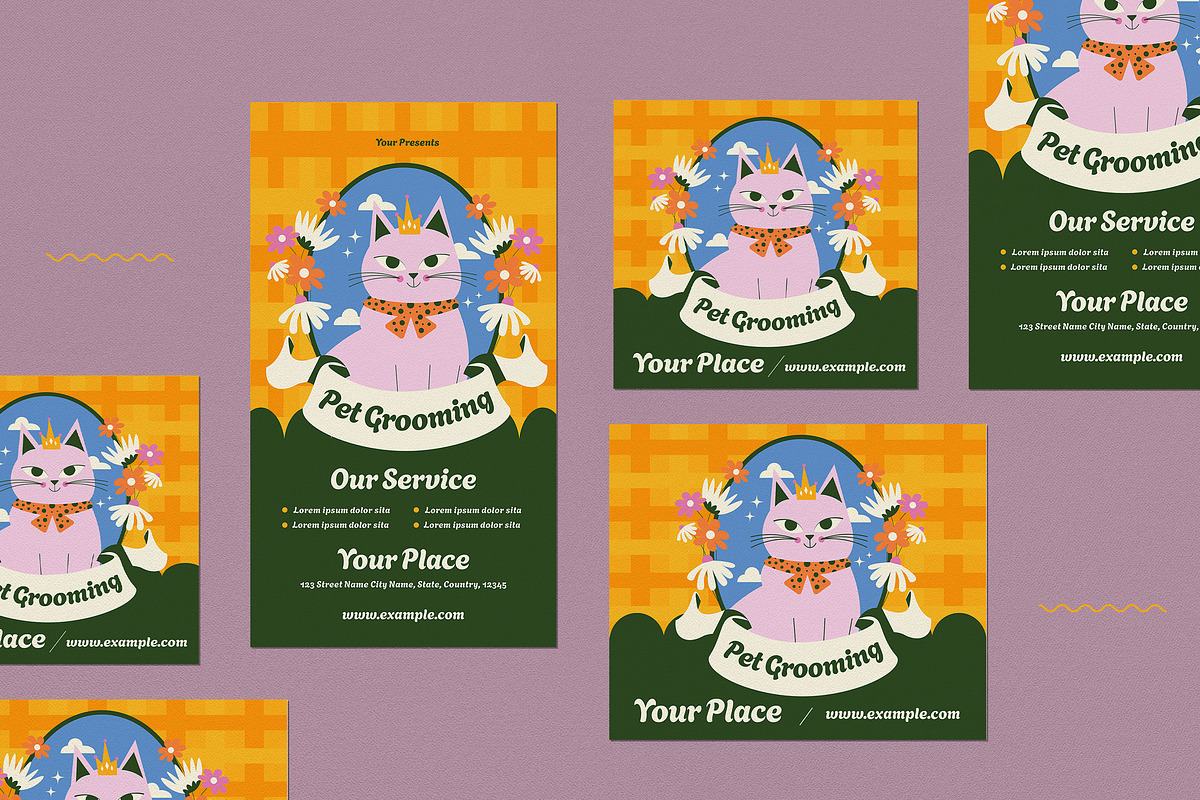 Yellow Hand Drawn Pet Grooming Flyer, a Flyer Template by graphicook (Photo 4 of 4)