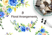Watercolor Flowers - Blue Roses, an Illustration by Pixavics (Thumbnail 2 of 8)