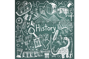 Geography & History Chalk Doodle Pac