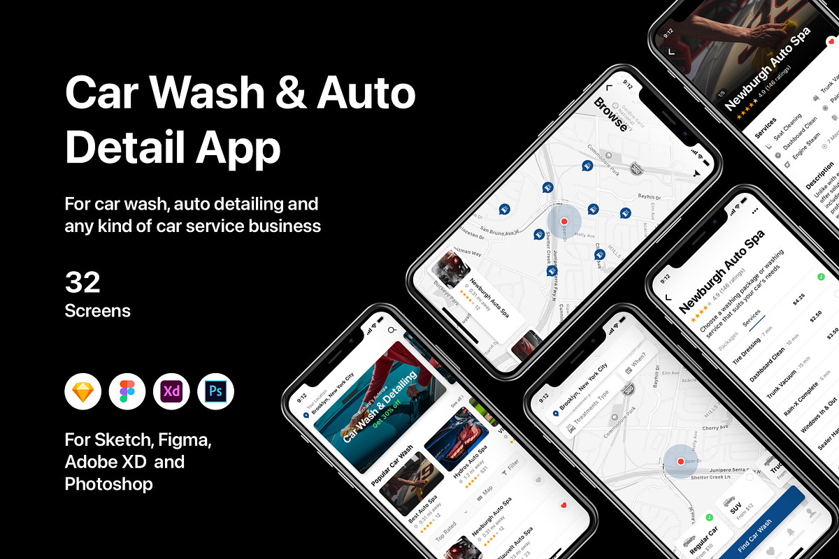 Car Wash & Auto Detail App, an UI Kit Template by flr.24 (Photo 1 of 2)