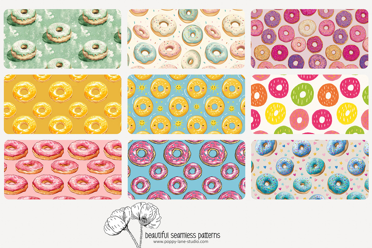 70 donuts seamless pattern, a Pattern Graphic by Poppy Lane Studio (Photo 6 of 10)