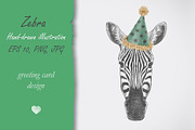 Zebra / Greeting Card, an Animal Illustration by Victoria_Novak (Thumbnail 1 of 2)