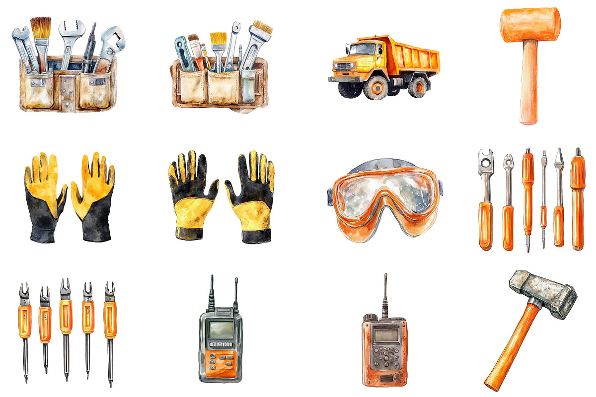 Construction Watercolor Clipart, an Illustration by CitraGraphics (Photo 5 of 5)