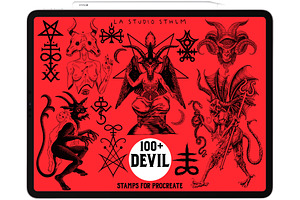 Devil - Procreate Tattoo Stamp Set