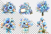 Whimsical Blue Flowers Spring Clipar, an Illustration by SVGArt (Thumbnail 6 of 9)