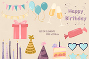 Pastel Birthday Clipart Set, a Decorative Illustration by Vaniuta_Art (Thumbnail 3 of 6)