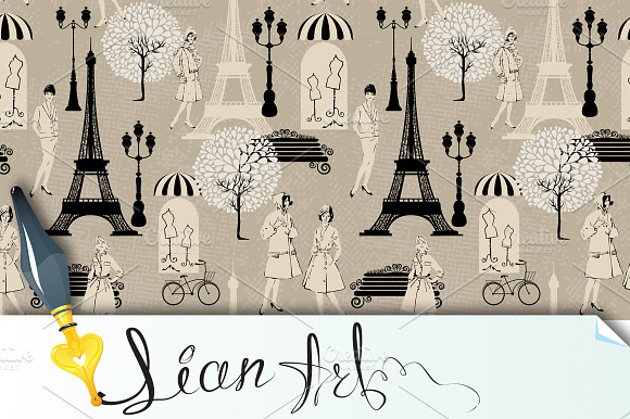 Seamless pattern in vintage style preview 2