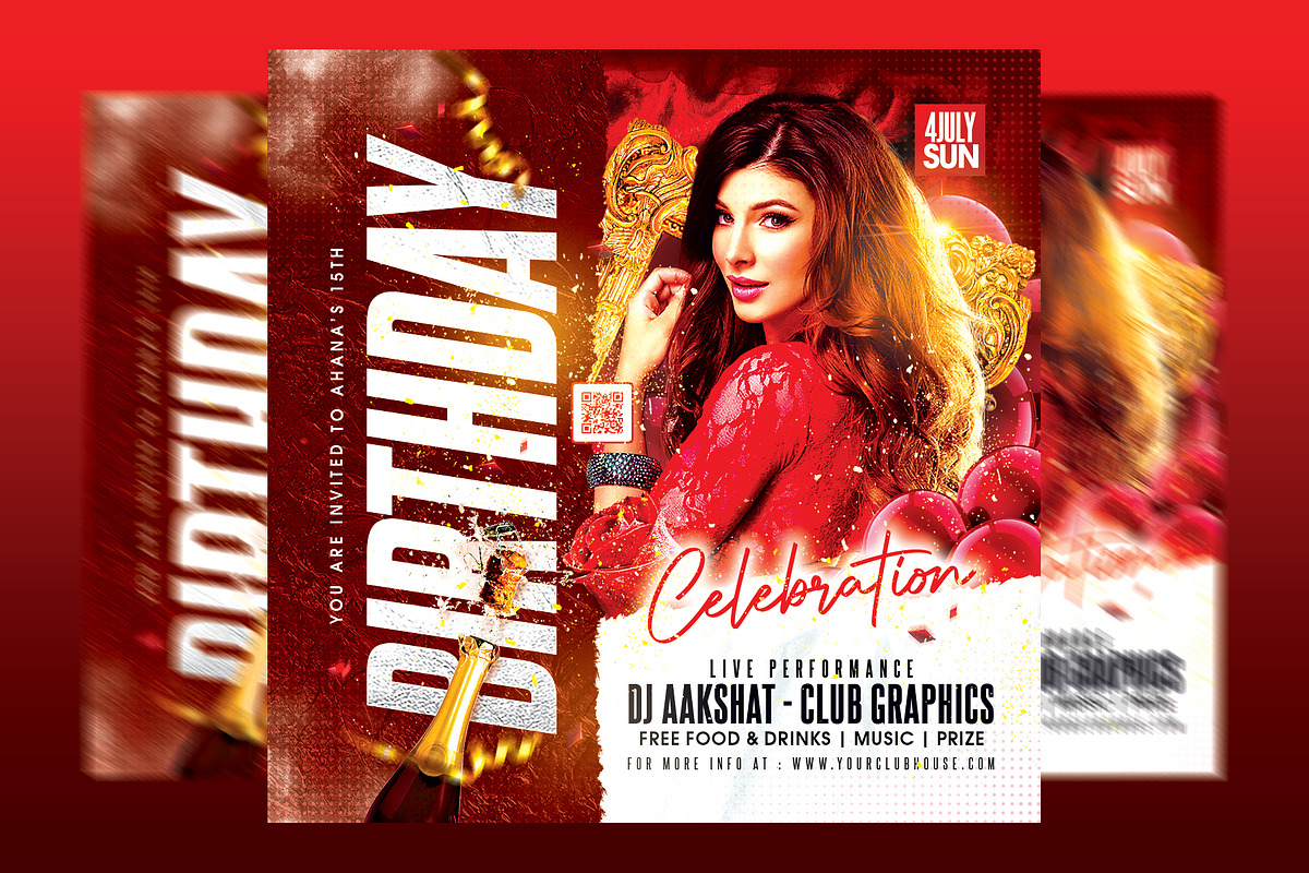 Birthday Flyer Template, a Templates & Theme by MithilaCreation (Photo 1 of 6)