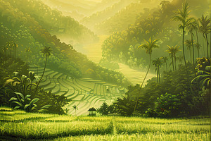 Tropical Sunset Over Lush Valley, a Photo by LOGOCREATIVE