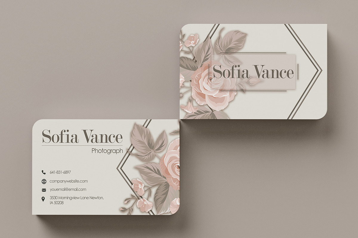 Floral Business Cards, a Business Card Template by FakhiiDesigns (Photo 2 of 3)