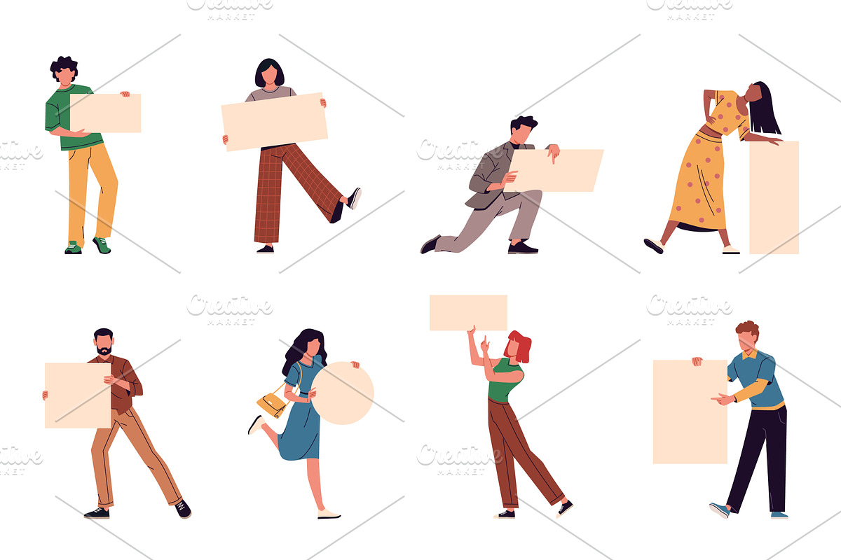 People hold blank advertising, a Person Illustration by YummyBuum