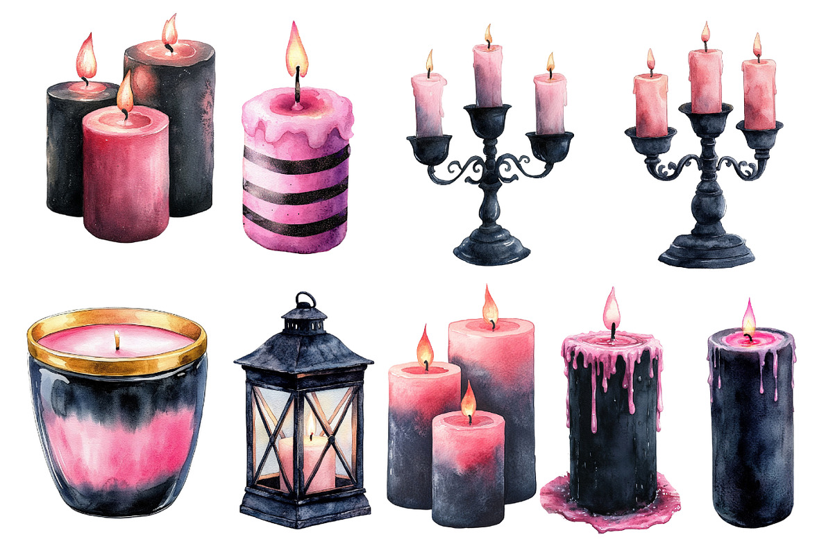 Pink and Black Candles Clipart, an Illustration by Designworld (Photo 3 of 4)