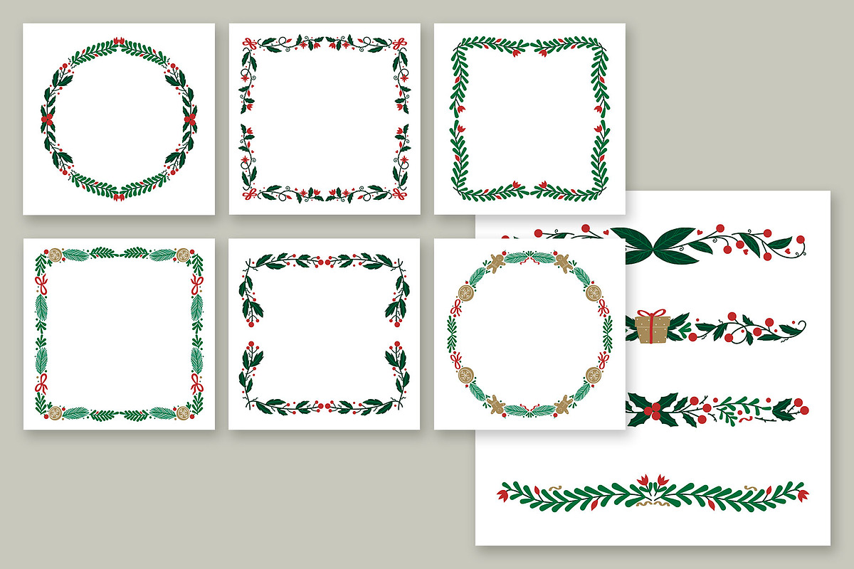 Floral Christmas Dividers and Frames, a Background Graphic by Revoltan Studios (Photo 2 of 3)
