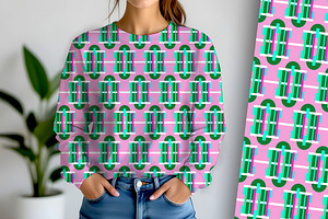 Geometric Ovals Pink and Green, a Pattern Graphic by Sharon Schwalbe