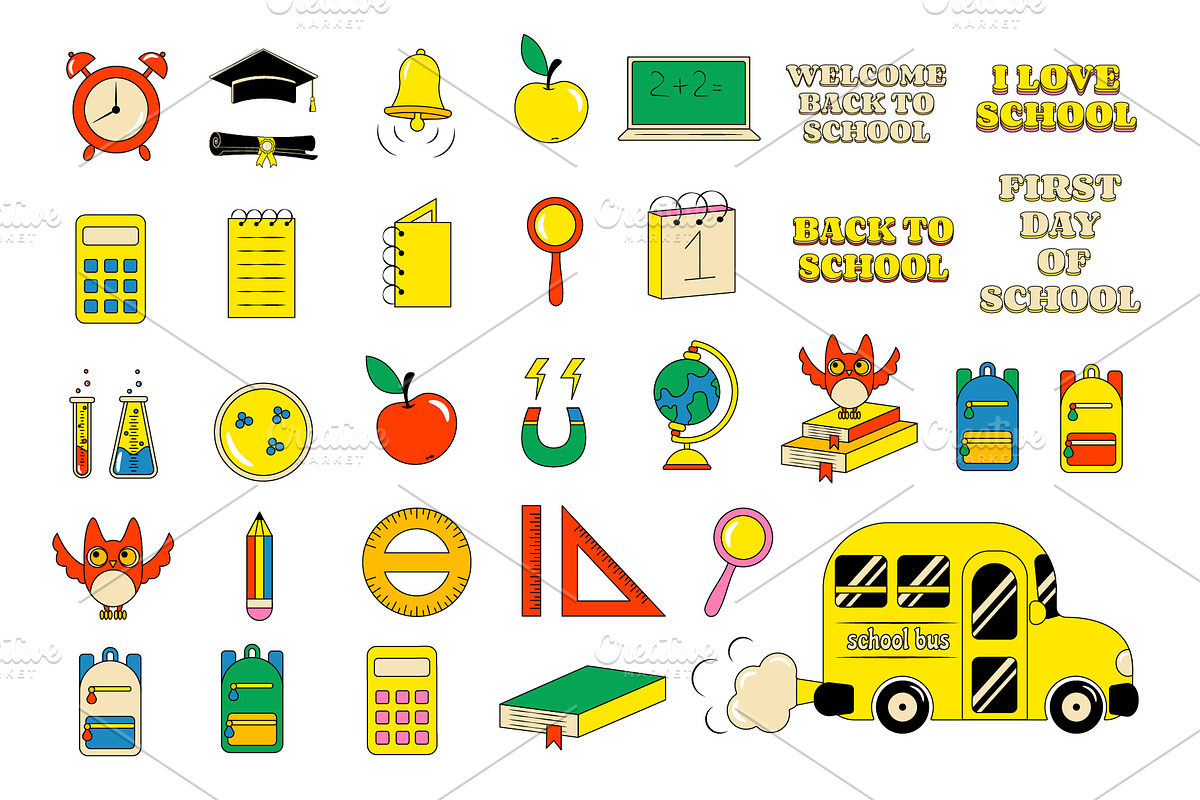 Back To School 5 Retro Groovy Cards, an Education Illustration by T Bild (Photo 4 of 5)