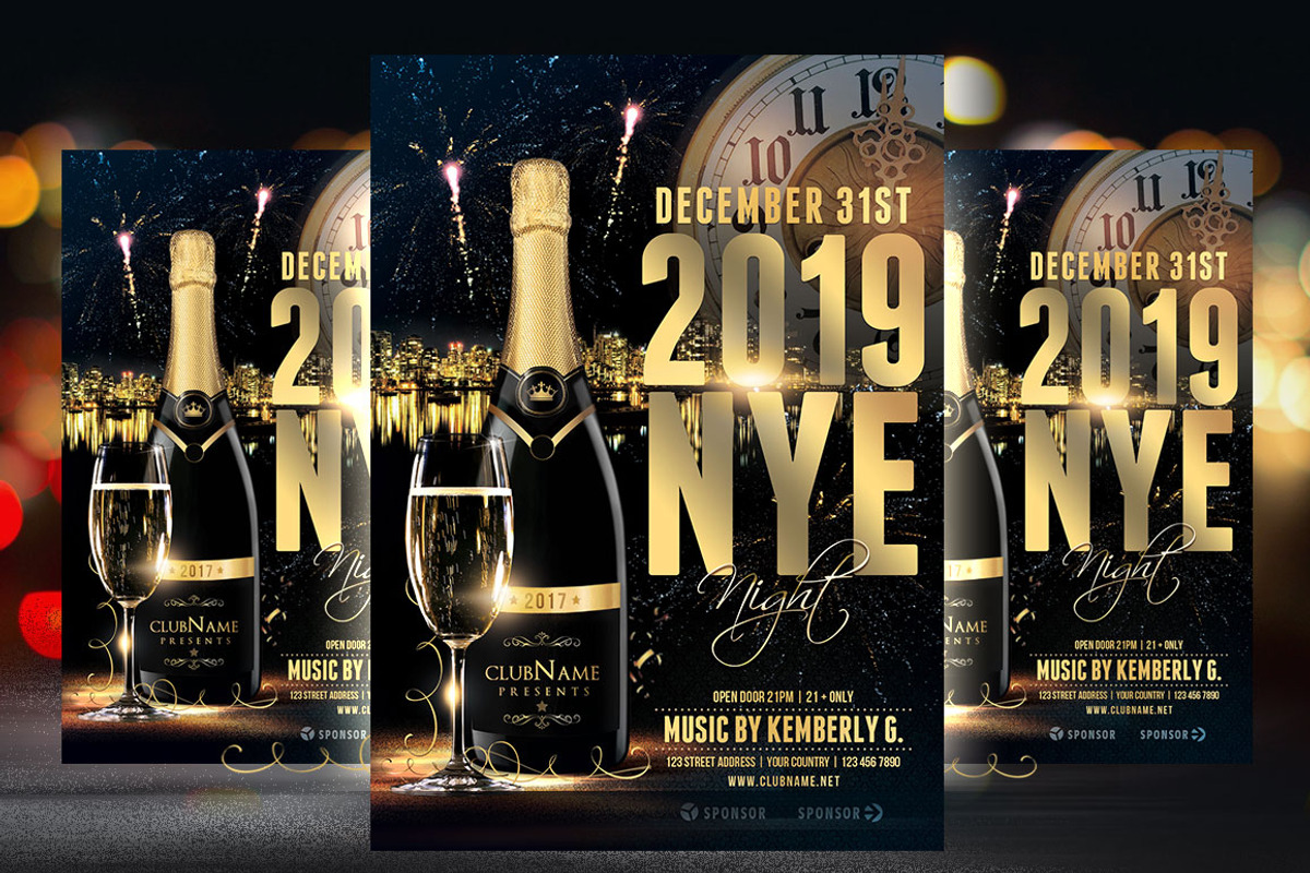2019 NYE Flyer Template, a Flyer Template by Briell Design (Photo 1 of 2)