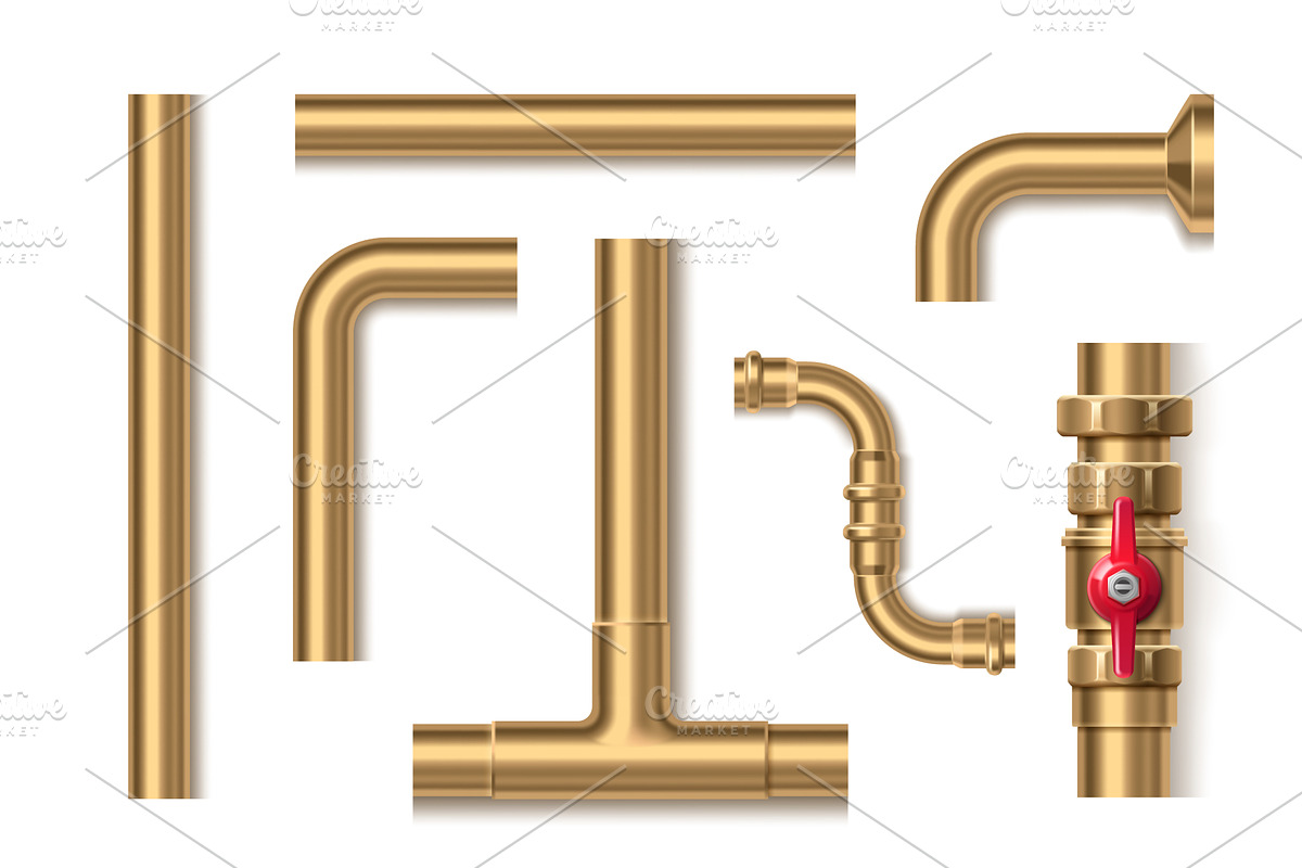 Industrial golden metal pipeline, an Illustration by art PVP - market