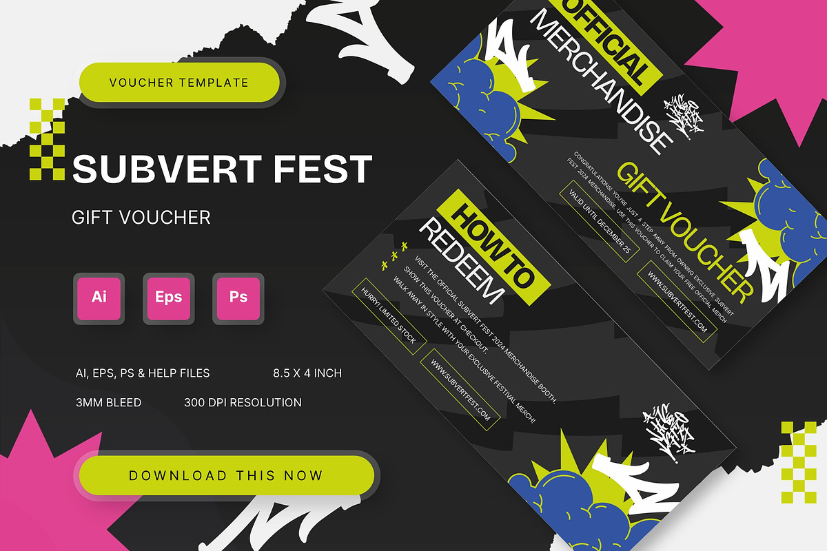 Subvert Fest - Gift Voucher, a Print Template by StreaksideStd (Photo 1 of 3)