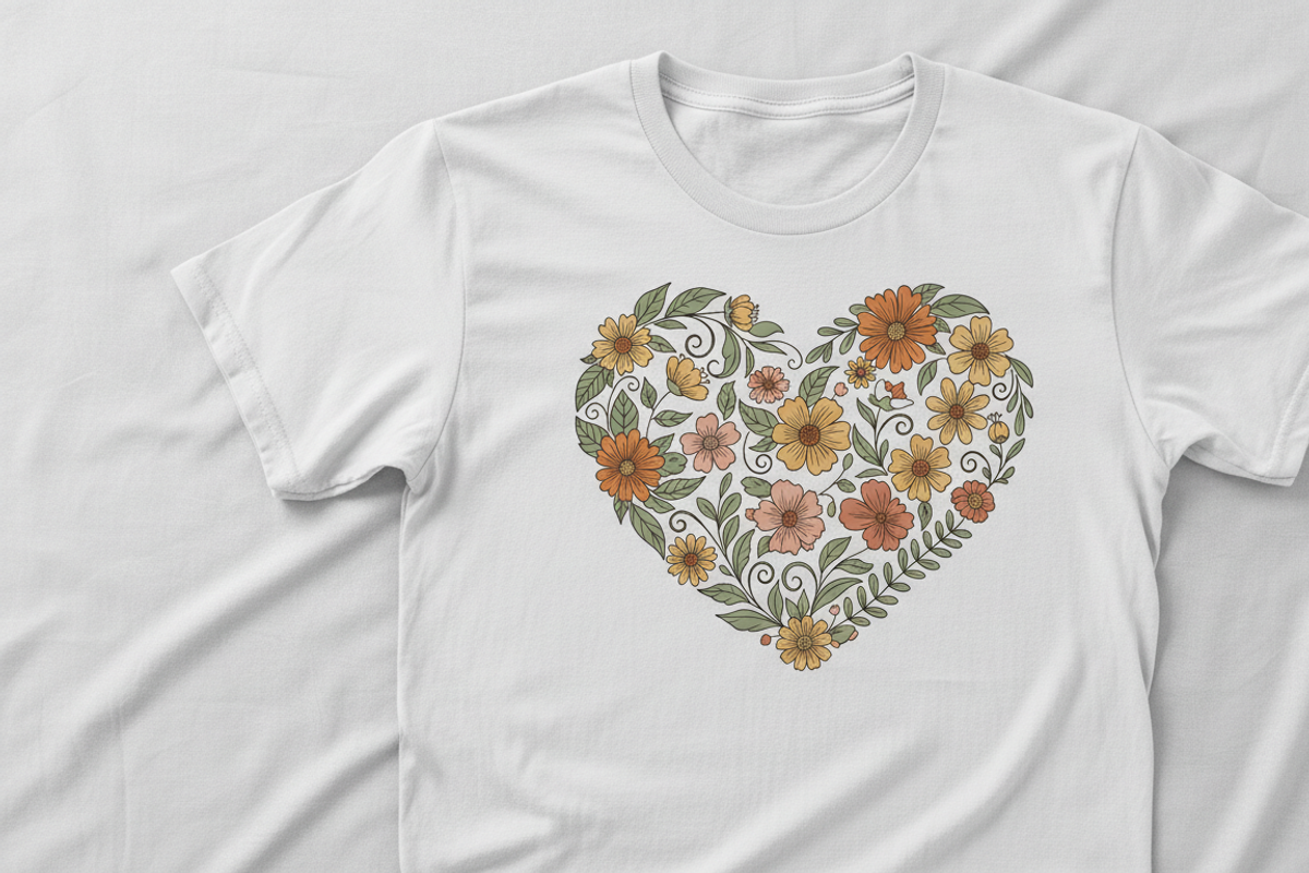 Floral Heart Mug Design with Vintage, a Person Illustration by Gfx_Store (Photo 3 of 3)