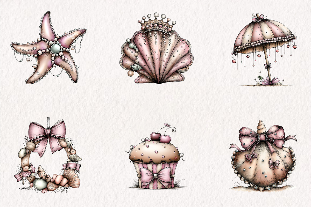 Sweet Whimsical Pink Summer Bundle, a Seasonal Illustration by CreationArt (Photo 2 of 7)