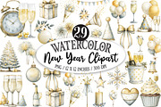 Watercolor New Year Clipart, an Illustration by Designking (Thumbnail 1 of 5)