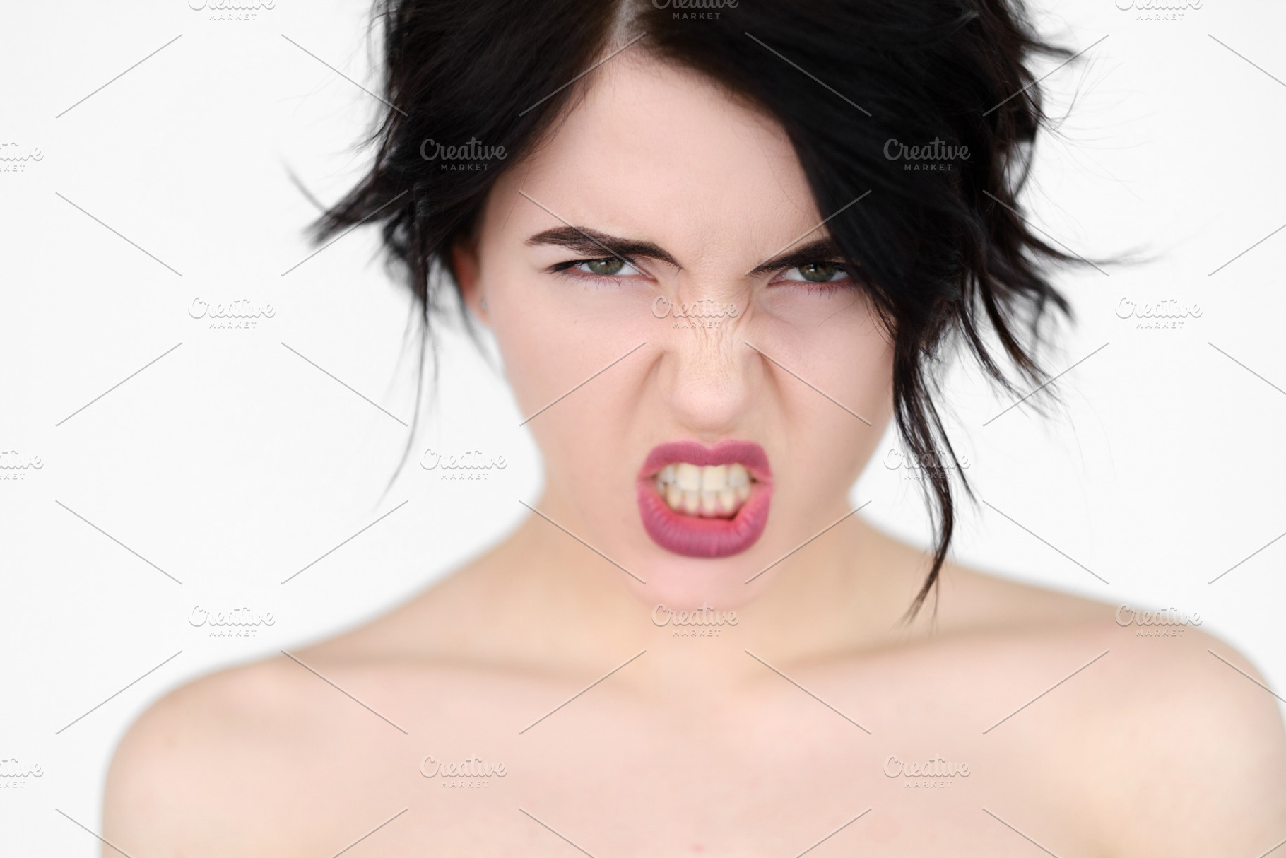emotion face furious woman rage baring teeth, a Person Photo by Photo ...