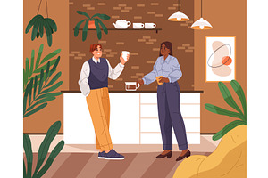 Office coffee break. Vector work or, an Object Illustration by Elegant Solution