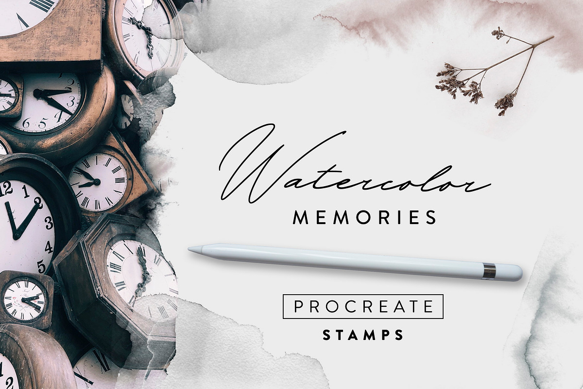 Watercolor Memories Procreate Stamps, a Brush Add-On by Struvictory.art (Photo 1 of 8)