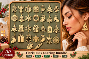 Christmas Earrings Laser Cut Bundle