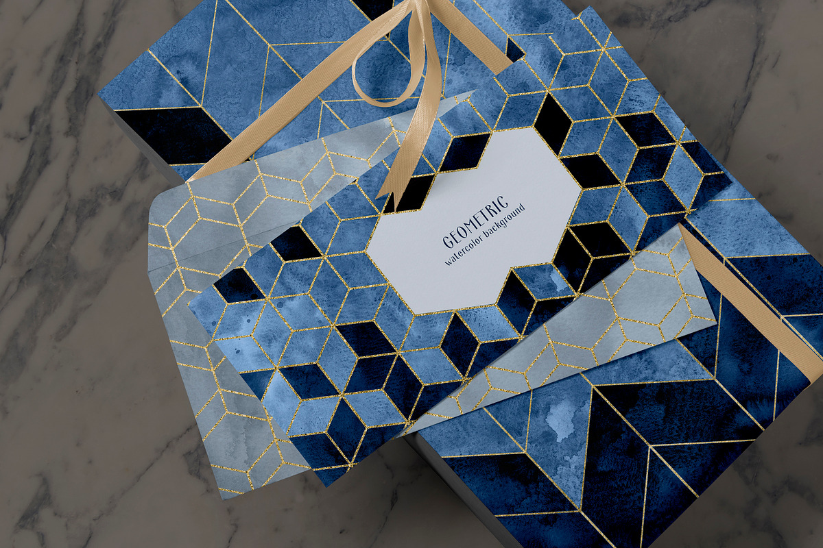 MODERN BLUE SHAPES Watercolor Set, an Object Graphic by Cat In Colour (Photo 3 of 10)