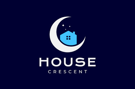 crescent night with house logo, a Branding & Logo Template by devastd