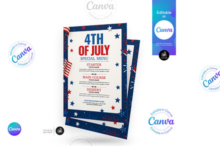 4th Of July Menu Flyer