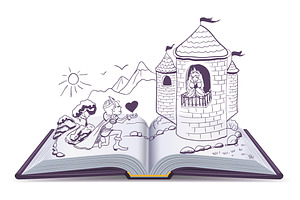 Set Open Book Fairy Tale