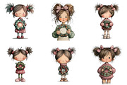 Cute Christmas Girl Clipart, an Illustration by DreamArtGraphic (Thumbnail 4 of 5)