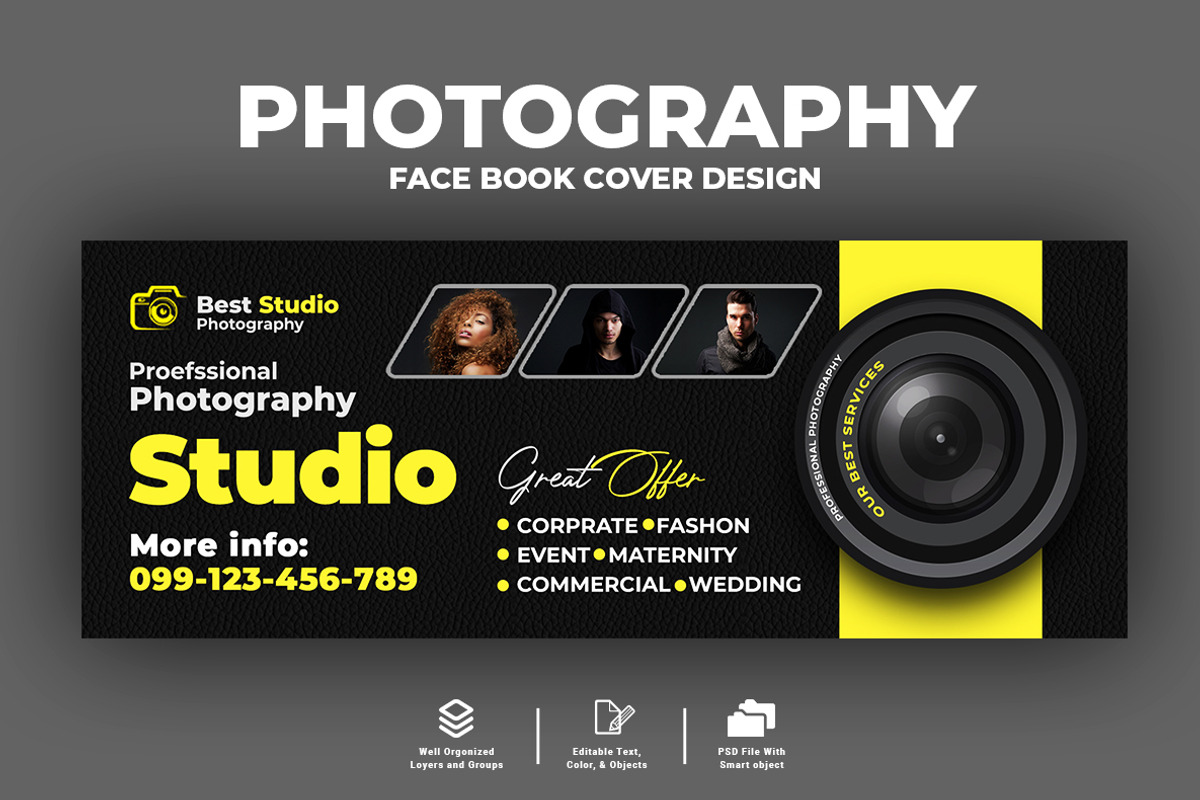 Photographer Facebook Cover, a Social Media Template by AfzaalGraphics