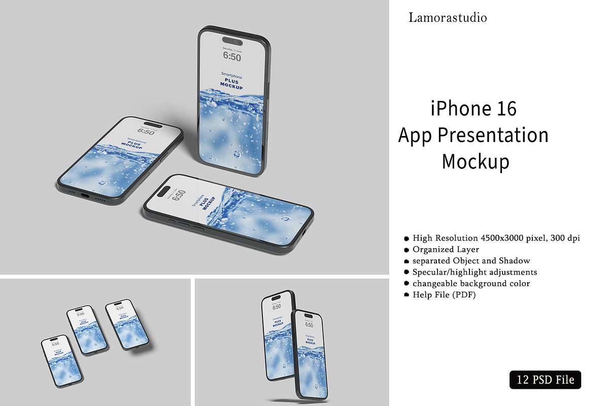 iPhone 16 - App Presentation Mockup, an iPhone Mockup by lamorastudio (Photo 1 of 13)