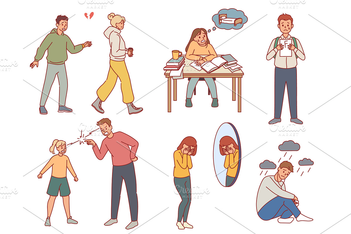 Teens problems. Sadness teenagers, a Person Illustration by YummyBuum