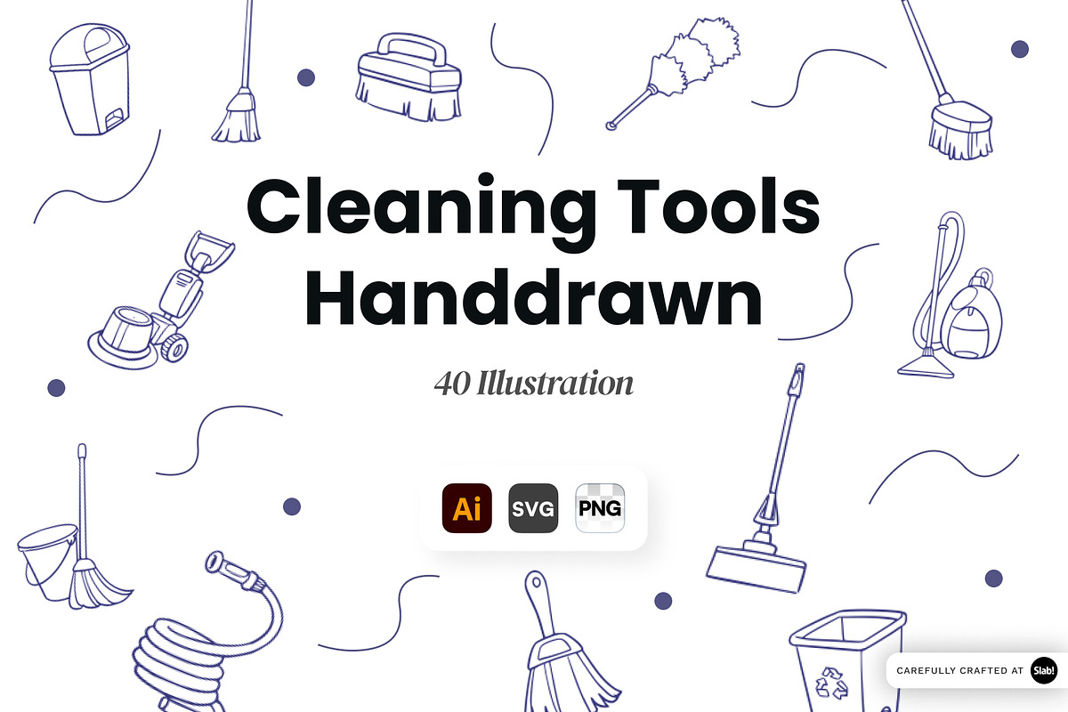 Cleaning Tools Handdrawn, an Object Graphic by SLAB! Design (Photo 1 of 2)