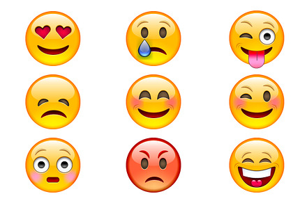 Colorful Emoji Vector Icons.
