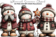 Whimsical Snowman Clipart, an Illustration by Black Bird Studio (Thumbnail 1 of 6)