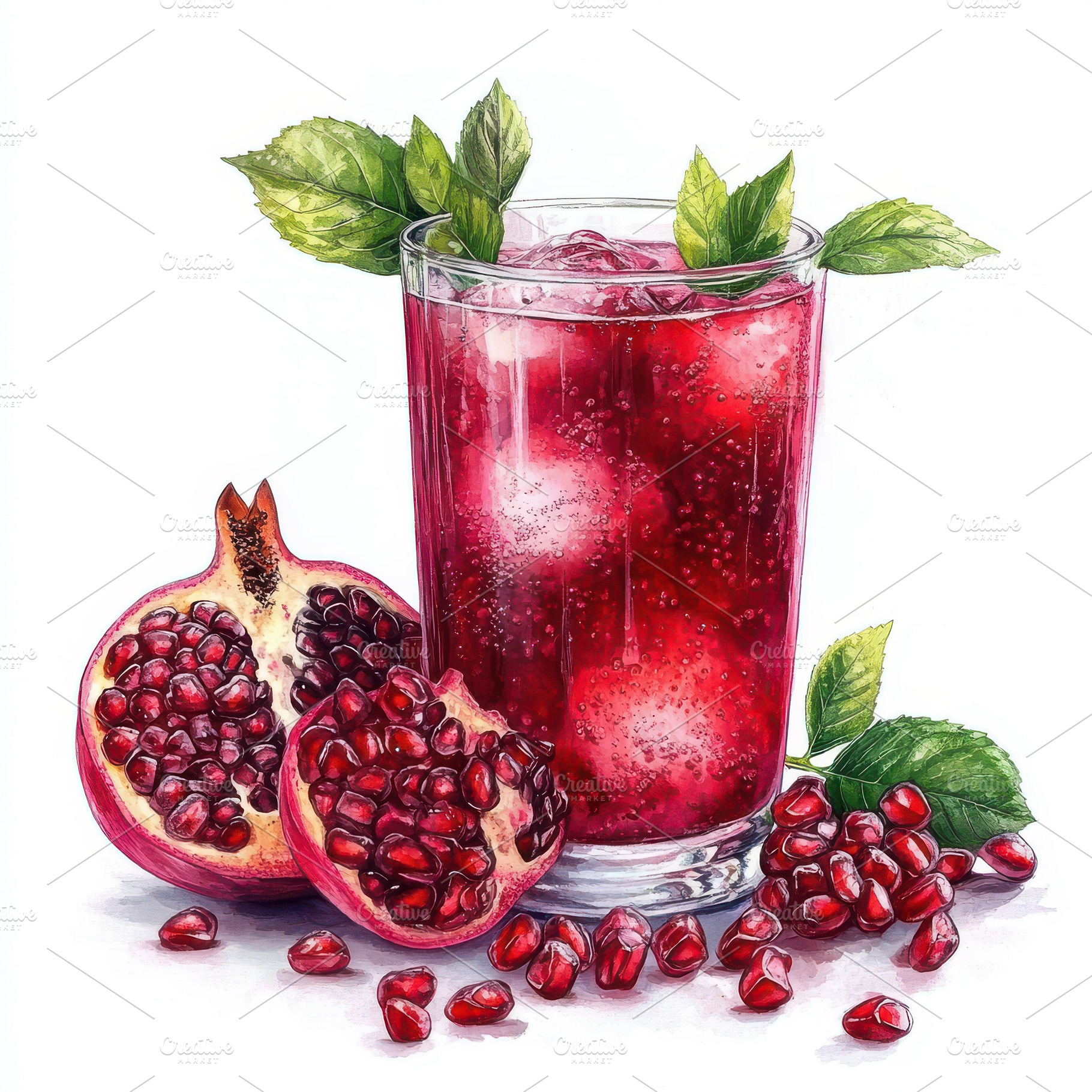 Refreshing Pomegranate Drink with Ic, a Food & Drink Photo by Pixeness Studio