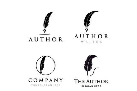 Vintage quill pen feather logo, a Branding & Logo Template by LOGOCREATIVE