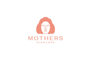 Face Mother Short Hair Logo Design