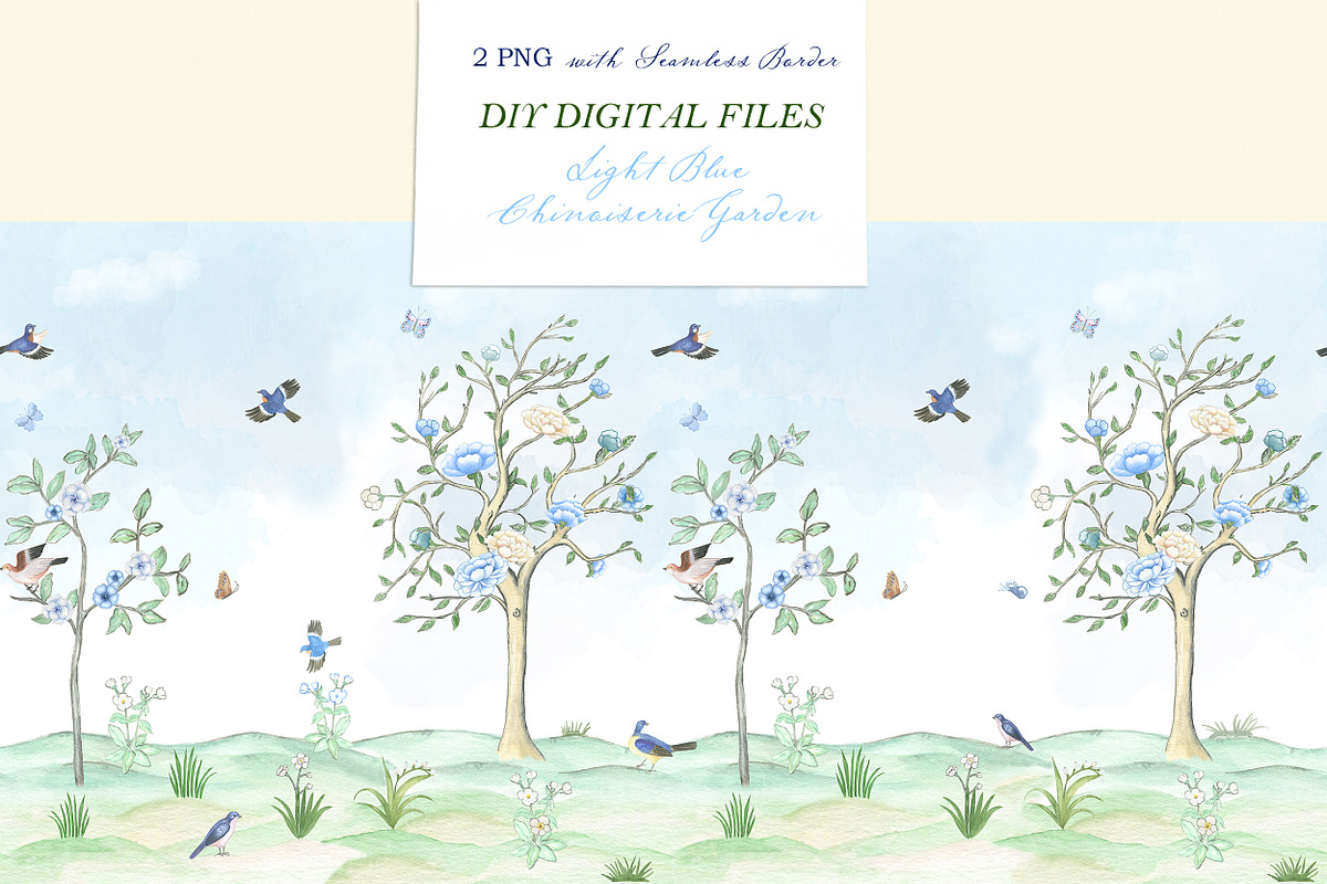 Chinoiserie Garden Toile Light Blue, a Graphic by LABFcreations (Photo 6 of 7)
