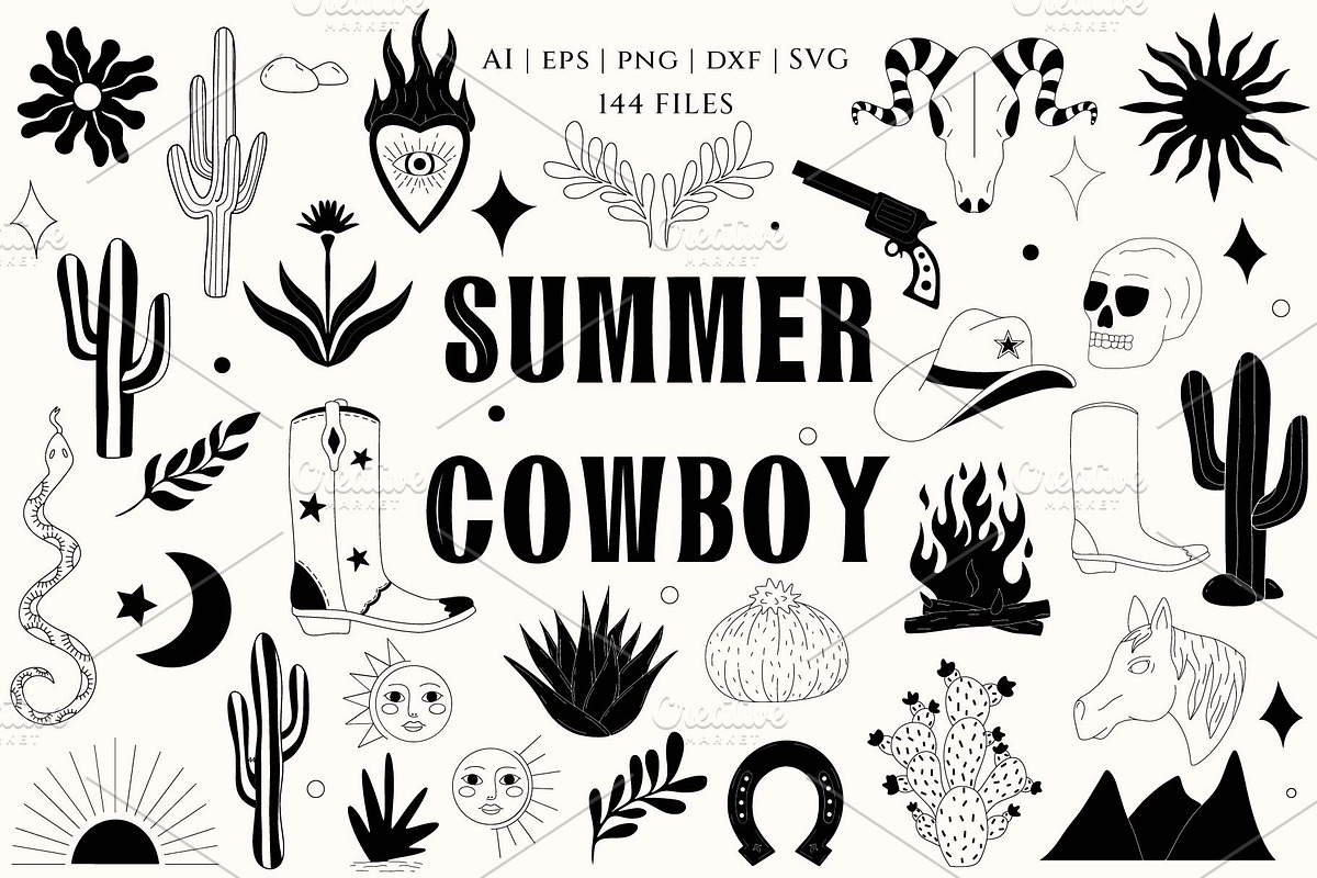 Summer Cowboy Clipart - 144 Assets, an Object Graphic by Ashley Katrina (Photo 1 of 25)