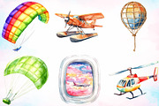Watercolor Air Transport Clipart PNG, a Technology Illustration by Canvas Craft (Thumbnail 2 of 3)