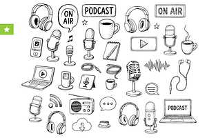 Vintage Podcast Studio Set, an Object Graphic by RT Studio